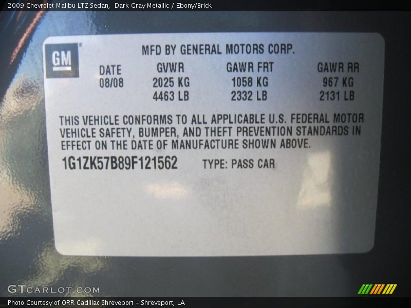 Dark Gray Metallic / Ebony/Brick 2009 Chevrolet Malibu LTZ Sedan