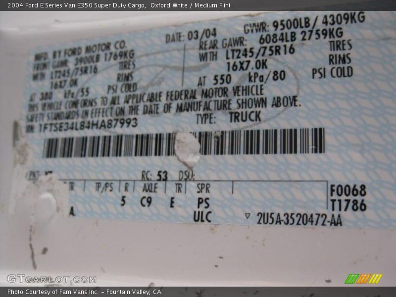 Oxford White / Medium Flint 2004 Ford E Series Van E350 Super Duty Cargo