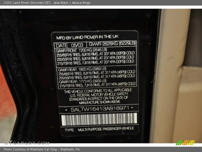 Java Black / Alpaca Beige 2003 Land Rover Discovery SE7