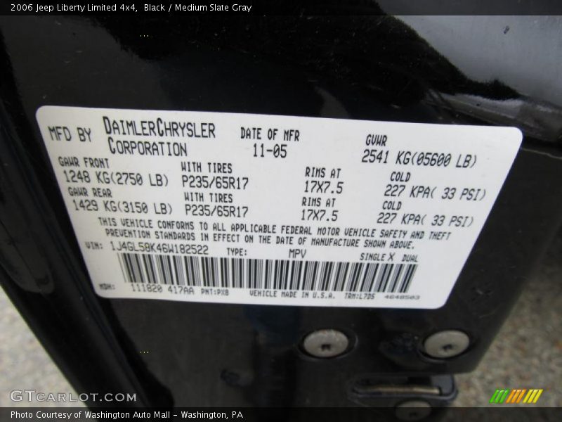 Black / Medium Slate Gray 2006 Jeep Liberty Limited 4x4