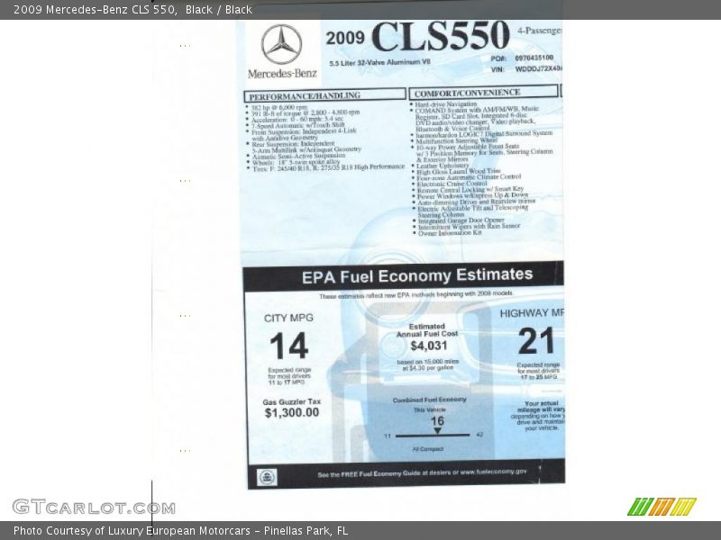 Black / Black 2009 Mercedes-Benz CLS 550