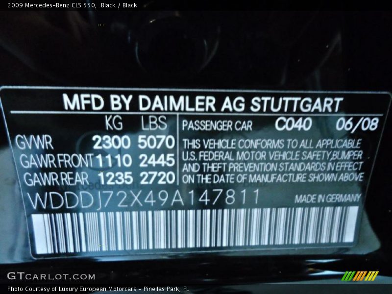 Black / Black 2009 Mercedes-Benz CLS 550