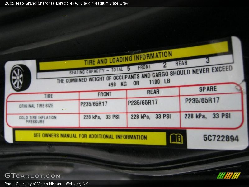 Black / Medium Slate Gray 2005 Jeep Grand Cherokee Laredo 4x4