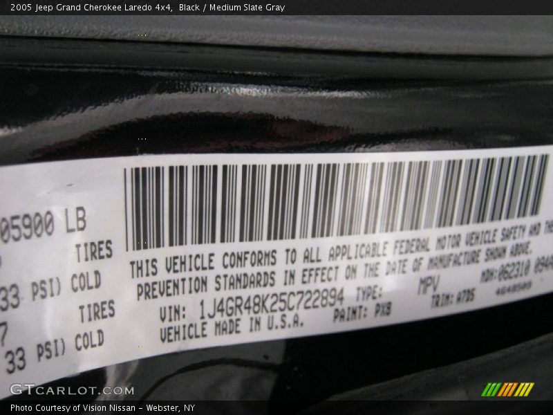 Black / Medium Slate Gray 2005 Jeep Grand Cherokee Laredo 4x4
