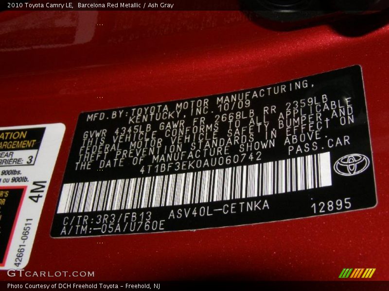 Barcelona Red Metallic / Ash Gray 2010 Toyota Camry LE