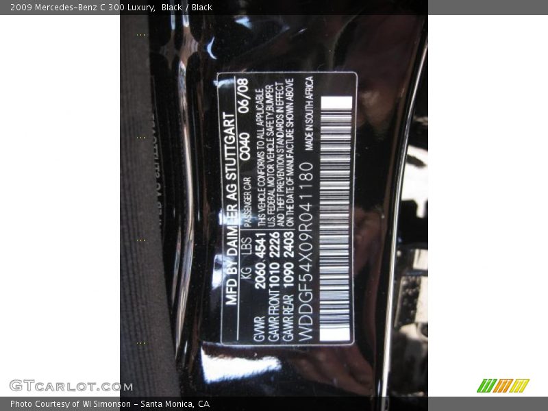 Black / Black 2009 Mercedes-Benz C 300 Luxury