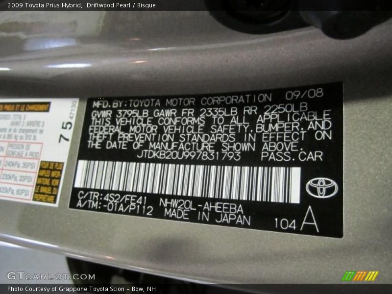 Driftwood Pearl / Bisque 2009 Toyota Prius Hybrid