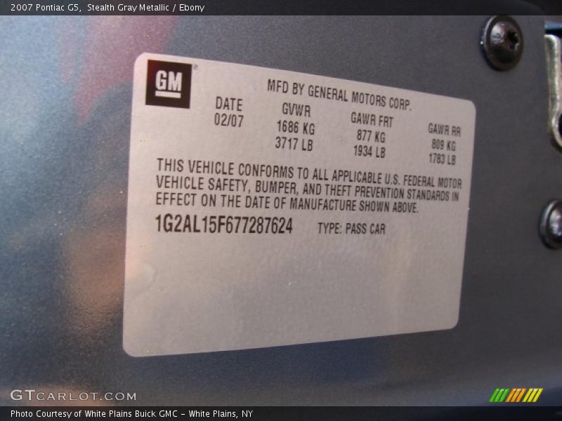 Stealth Gray Metallic / Ebony 2007 Pontiac G5
