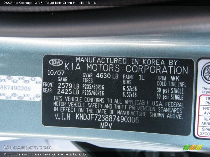 Royal Jade Green Metallic / Black 2008 Kia Sportage LX V6