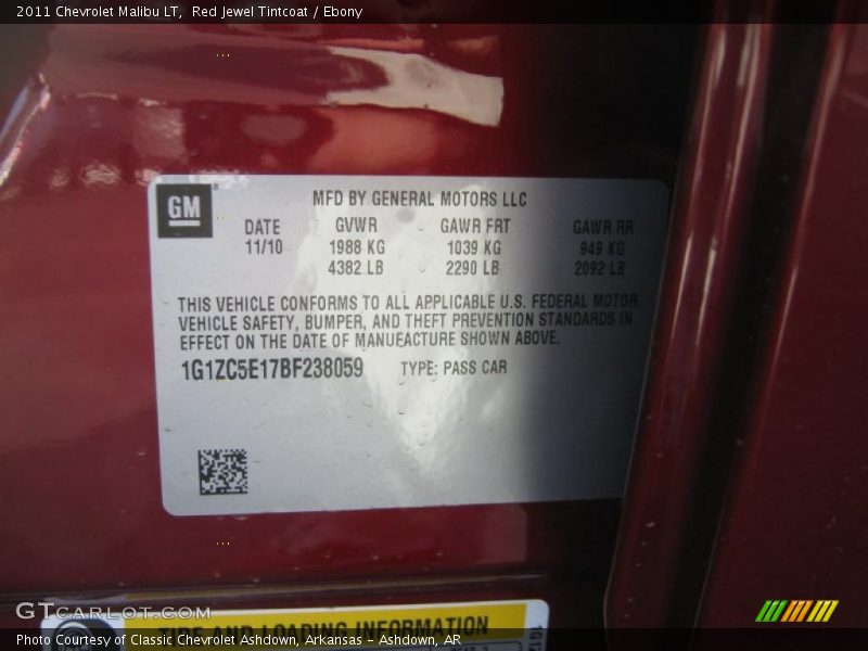 Red Jewel Tintcoat / Ebony 2011 Chevrolet Malibu LT
