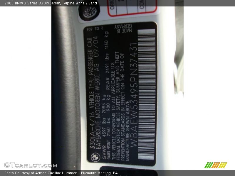 Alpine White / Sand 2005 BMW 3 Series 330xi Sedan