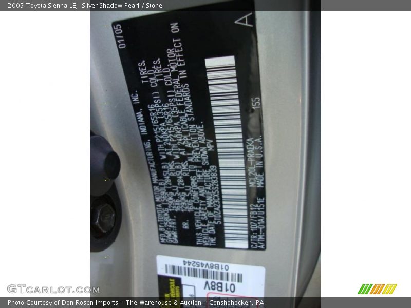 Silver Shadow Pearl / Stone 2005 Toyota Sienna LE