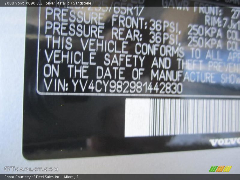 Silver Metallic / Sandstone 2008 Volvo XC90 3.2