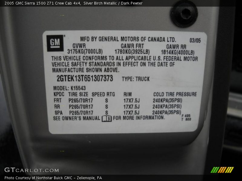 Silver Birch Metallic / Dark Pewter 2005 GMC Sierra 1500 Z71 Crew Cab 4x4