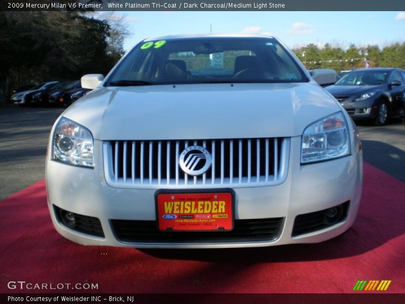 White Platinum Tri-Coat / Dark Charcoal/Medium Light Stone 2009 Mercury Milan V6 Premier