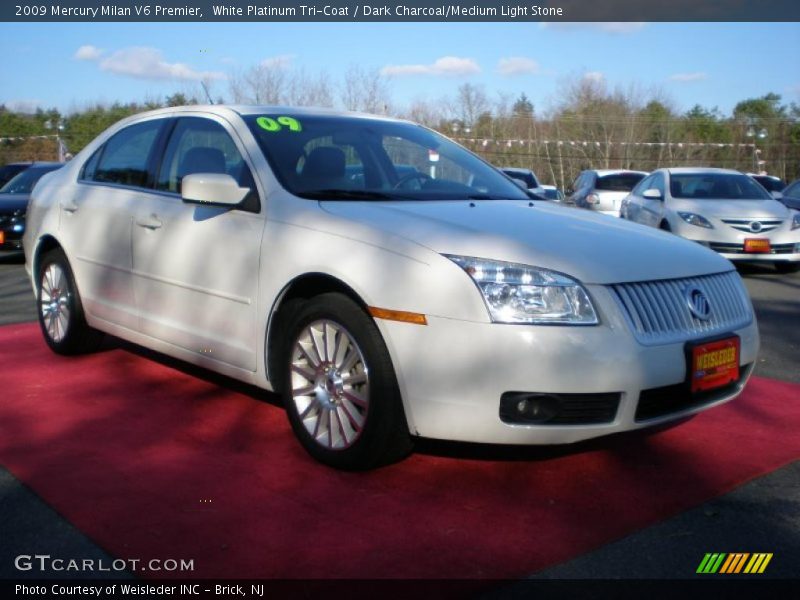 White Platinum Tri-Coat / Dark Charcoal/Medium Light Stone 2009 Mercury Milan V6 Premier