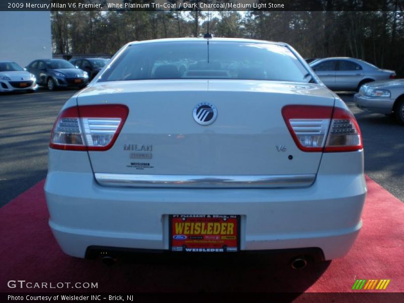White Platinum Tri-Coat / Dark Charcoal/Medium Light Stone 2009 Mercury Milan V6 Premier