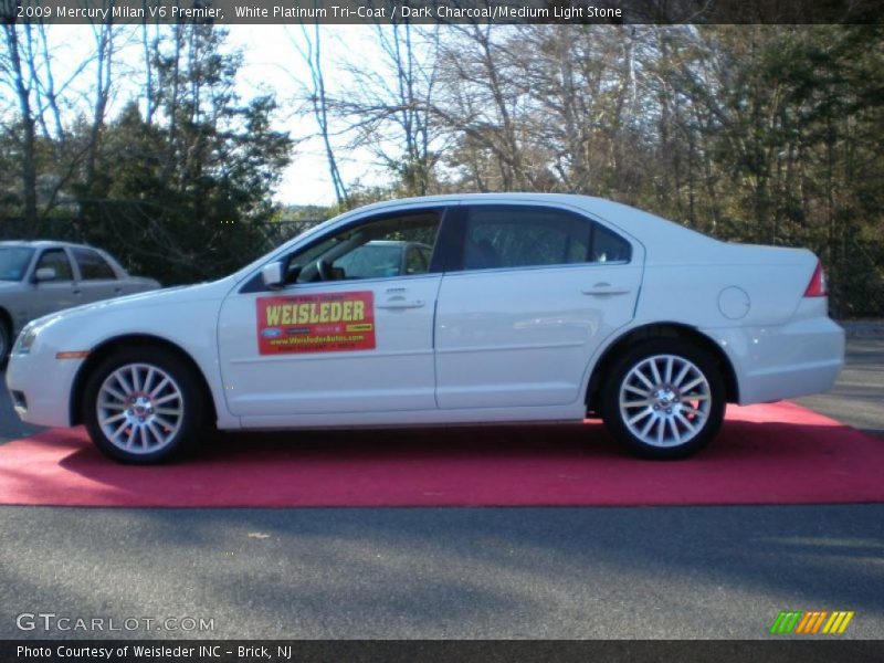 White Platinum Tri-Coat / Dark Charcoal/Medium Light Stone 2009 Mercury Milan V6 Premier