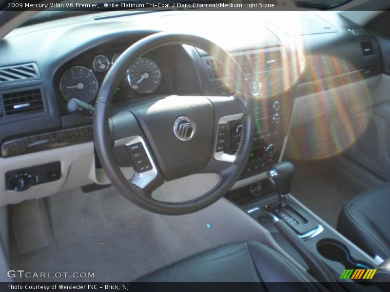 White Platinum Tri-Coat / Dark Charcoal/Medium Light Stone 2009 Mercury Milan V6 Premier
