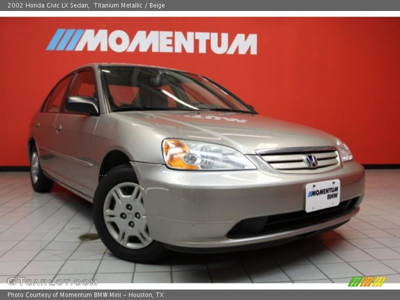 Titanium Metallic / Beige 2002 Honda Civic LX Sedan