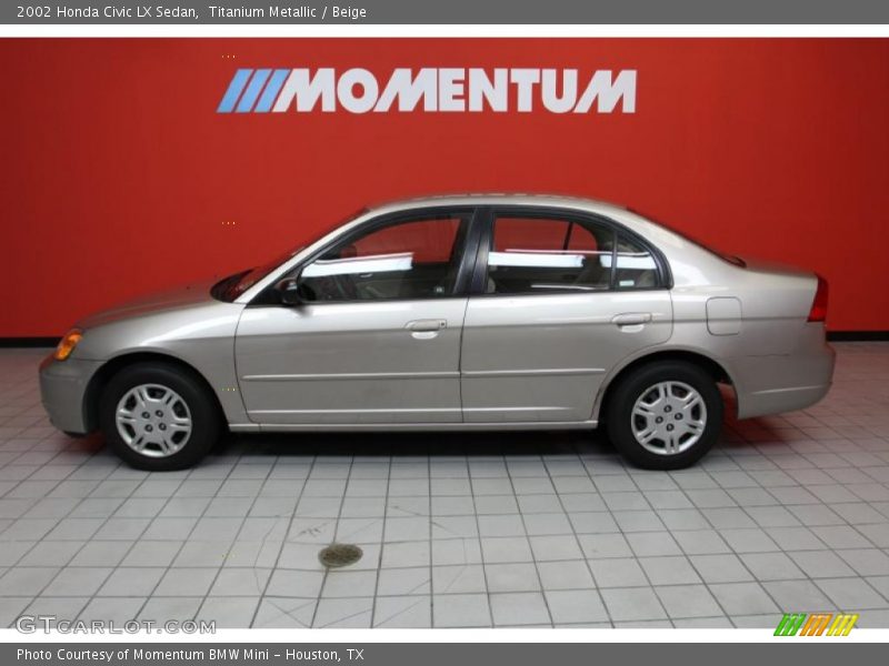 Titanium Metallic / Beige 2002 Honda Civic LX Sedan