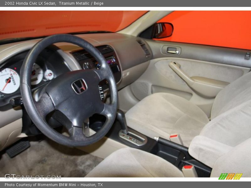 Titanium Metallic / Beige 2002 Honda Civic LX Sedan