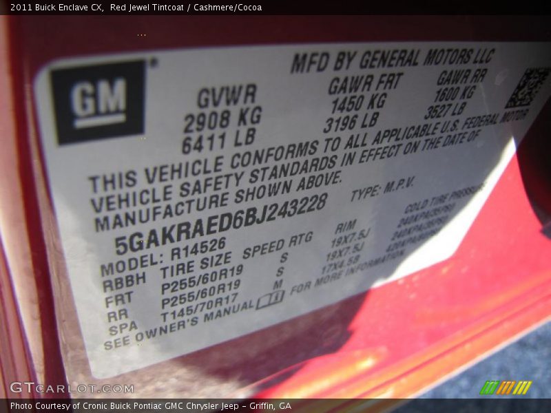 Red Jewel Tintcoat / Cashmere/Cocoa 2011 Buick Enclave CX