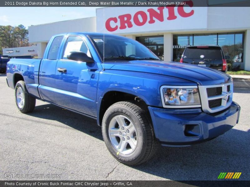 Deep Water Blue Metallic / Dark Khaki/Medium Khaki 2011 Dodge Dakota Big Horn Extended Cab