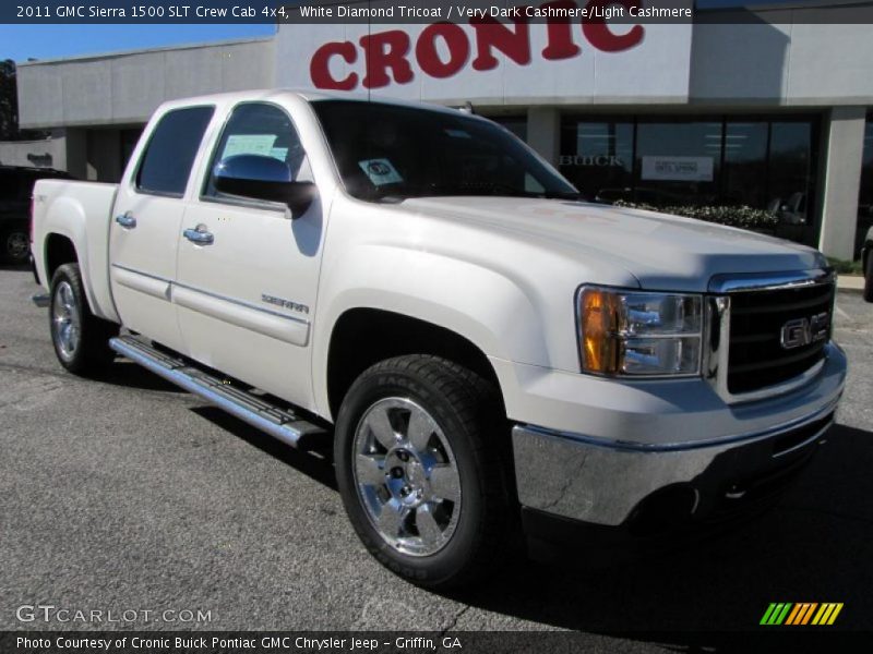 White Diamond Tricoat / Very Dark Cashmere/Light Cashmere 2011 GMC Sierra 1500 SLT Crew Cab 4x4