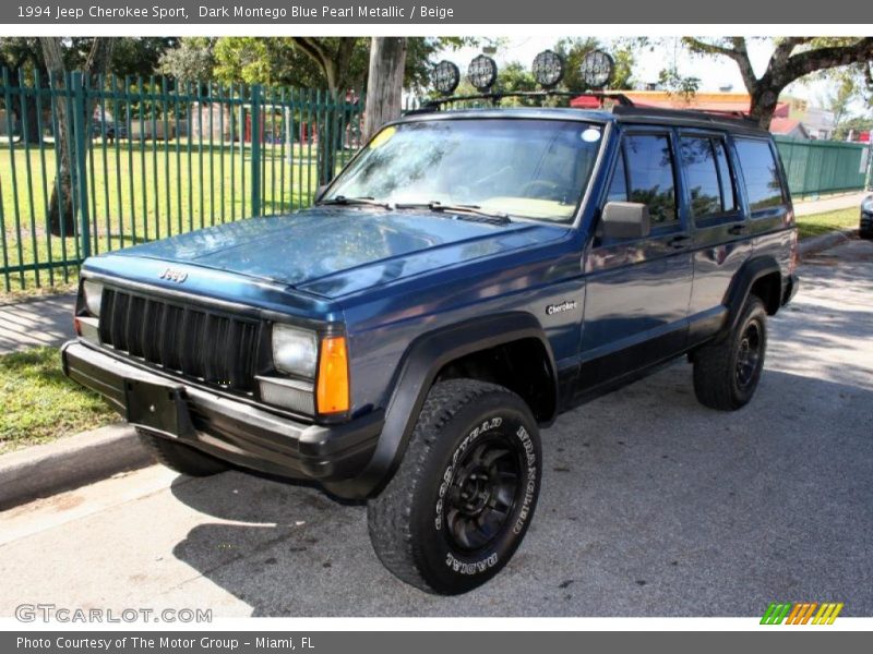 Dark Montego Blue Pearl Metallic / Beige 1994 Jeep Cherokee Sport