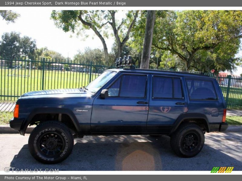 Dark Montego Blue Pearl Metallic / Beige 1994 Jeep Cherokee Sport