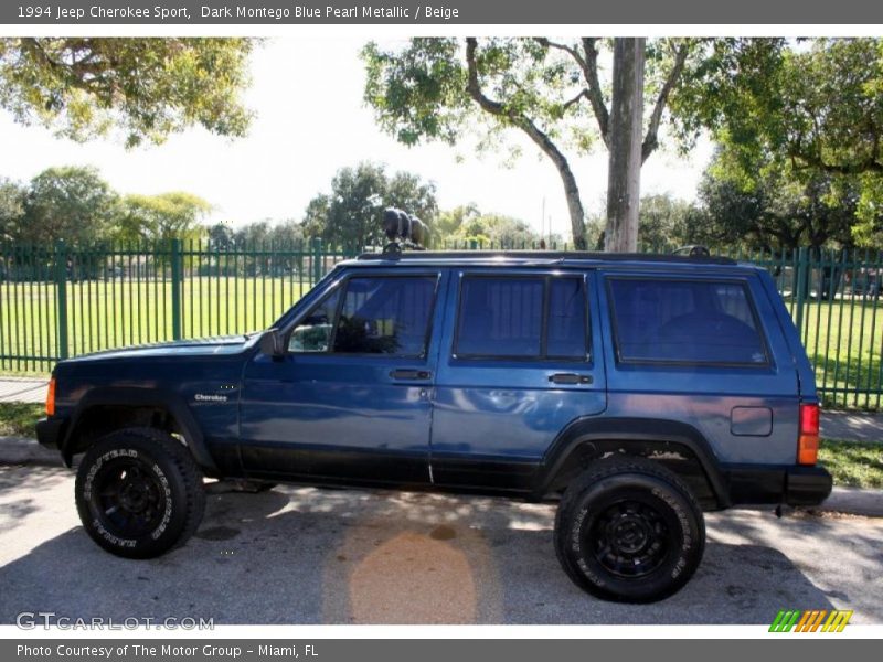 Dark Montego Blue Pearl Metallic / Beige 1994 Jeep Cherokee Sport