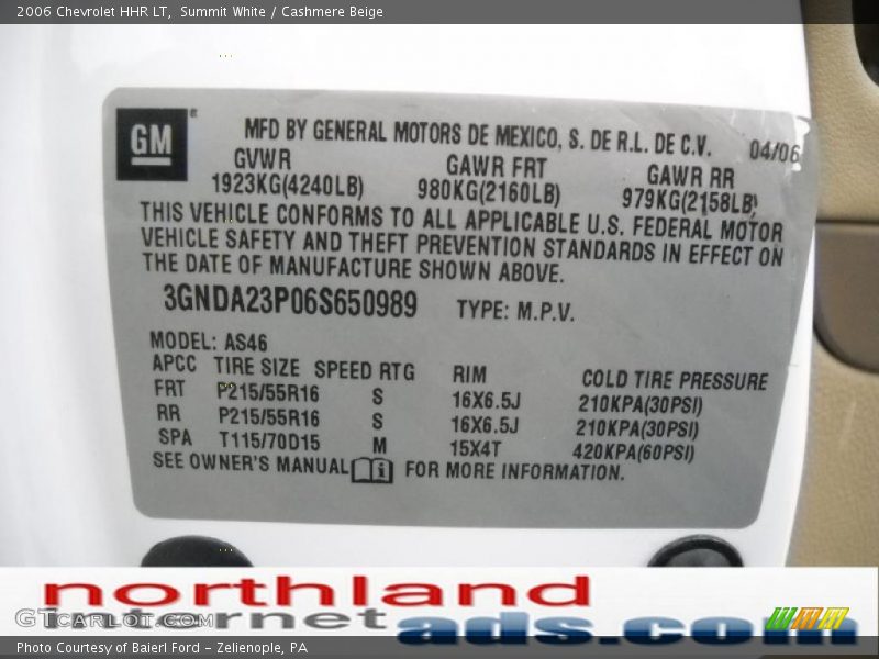 Summit White / Cashmere Beige 2006 Chevrolet HHR LT