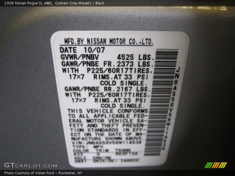 Gotham Gray Metallic / Black 2008 Nissan Rogue SL AWD