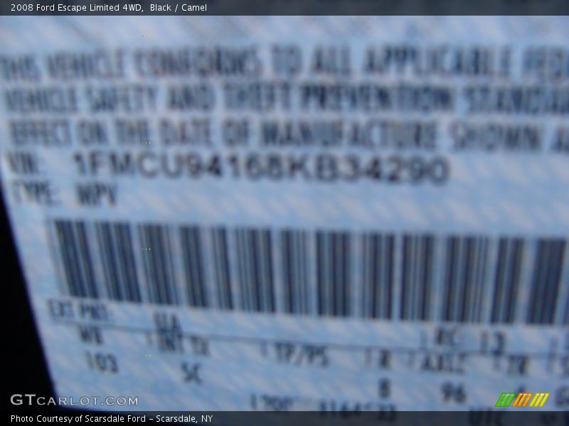 Black / Camel 2008 Ford Escape Limited 4WD