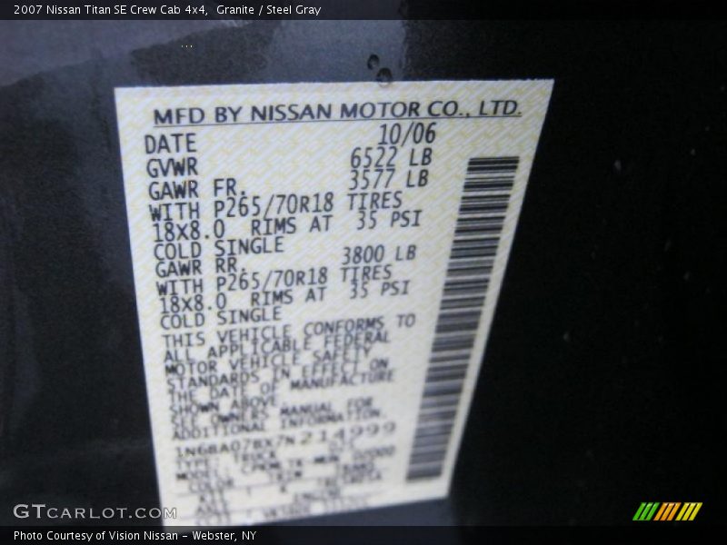 Granite / Steel Gray 2007 Nissan Titan SE Crew Cab 4x4
