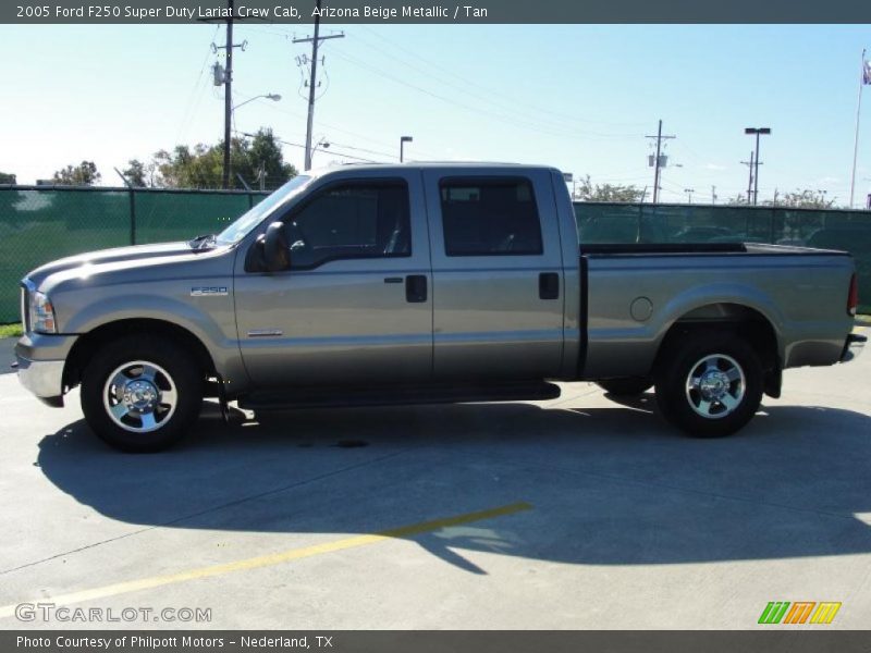 Arizona Beige Metallic / Tan 2005 Ford F250 Super Duty Lariat Crew Cab