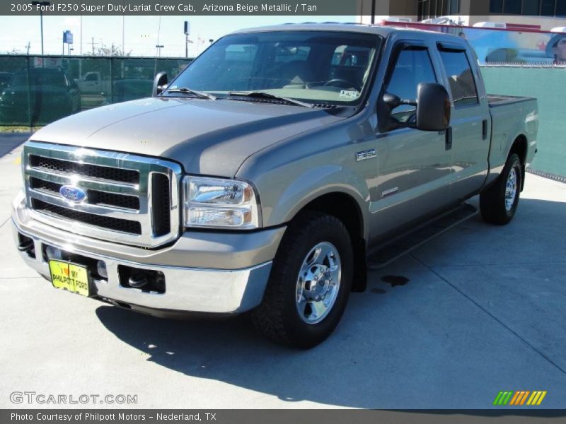 Arizona Beige Metallic / Tan 2005 Ford F250 Super Duty Lariat Crew Cab