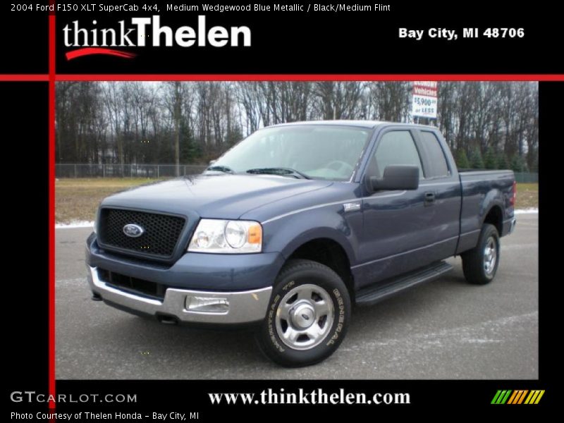 Medium Wedgewood Blue Metallic / Black/Medium Flint 2004 Ford F150 XLT SuperCab 4x4