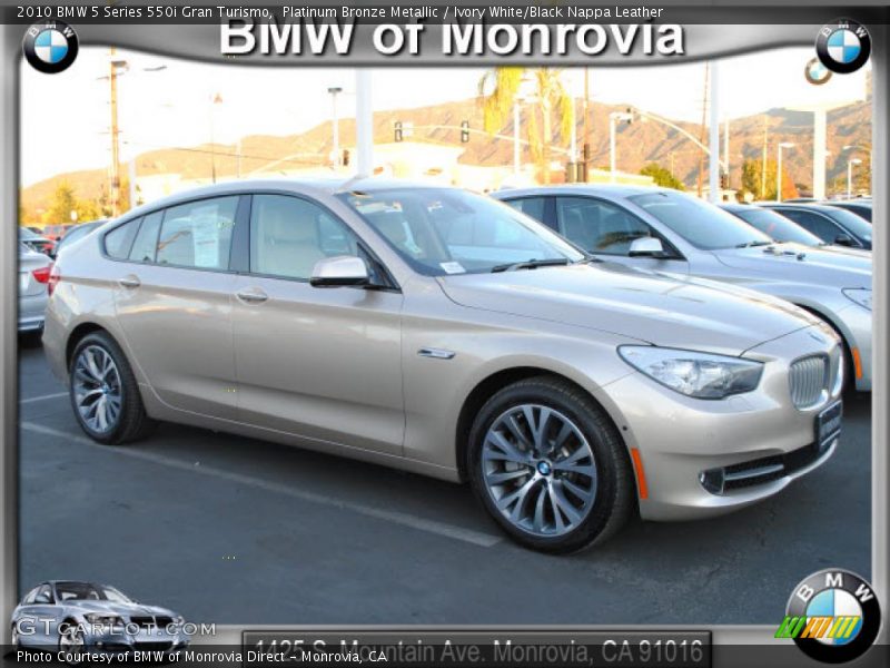 Platinum Bronze Metallic / Ivory White/Black Nappa Leather 2010 BMW 5 Series 550i Gran Turismo