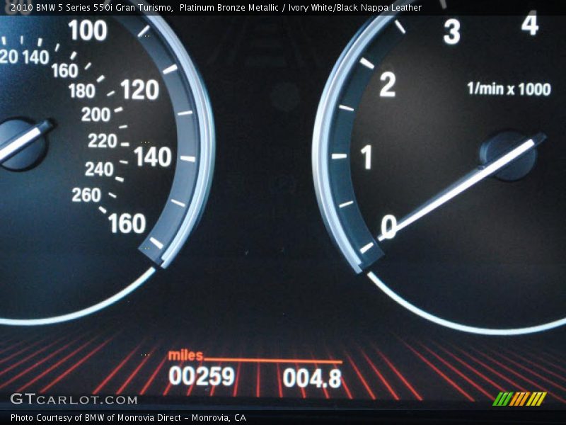 Platinum Bronze Metallic / Ivory White/Black Nappa Leather 2010 BMW 5 Series 550i Gran Turismo