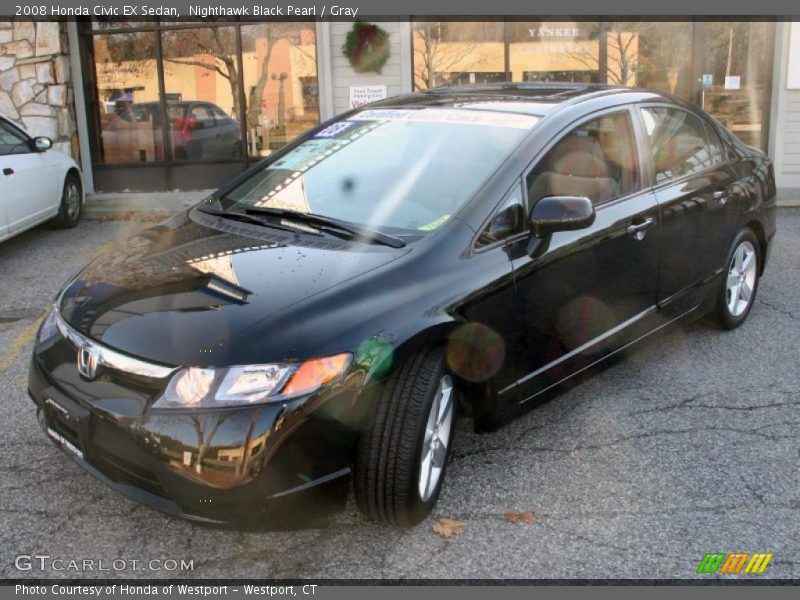 Nighthawk Black Pearl / Gray 2008 Honda Civic EX Sedan