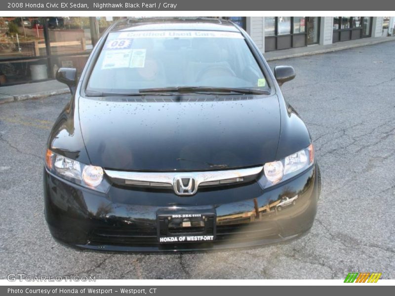Nighthawk Black Pearl / Gray 2008 Honda Civic EX Sedan