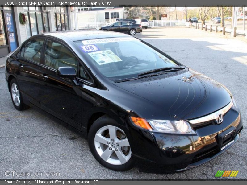 Nighthawk Black Pearl / Gray 2008 Honda Civic EX Sedan