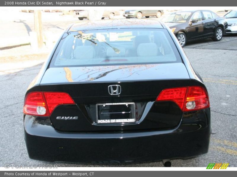 Nighthawk Black Pearl / Gray 2008 Honda Civic EX Sedan
