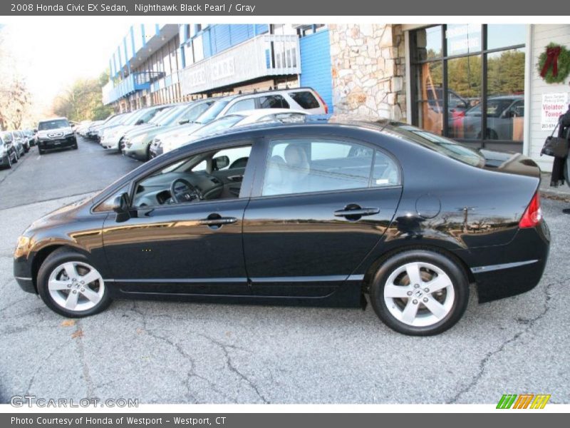 Nighthawk Black Pearl / Gray 2008 Honda Civic EX Sedan