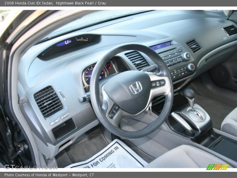 Nighthawk Black Pearl / Gray 2008 Honda Civic EX Sedan