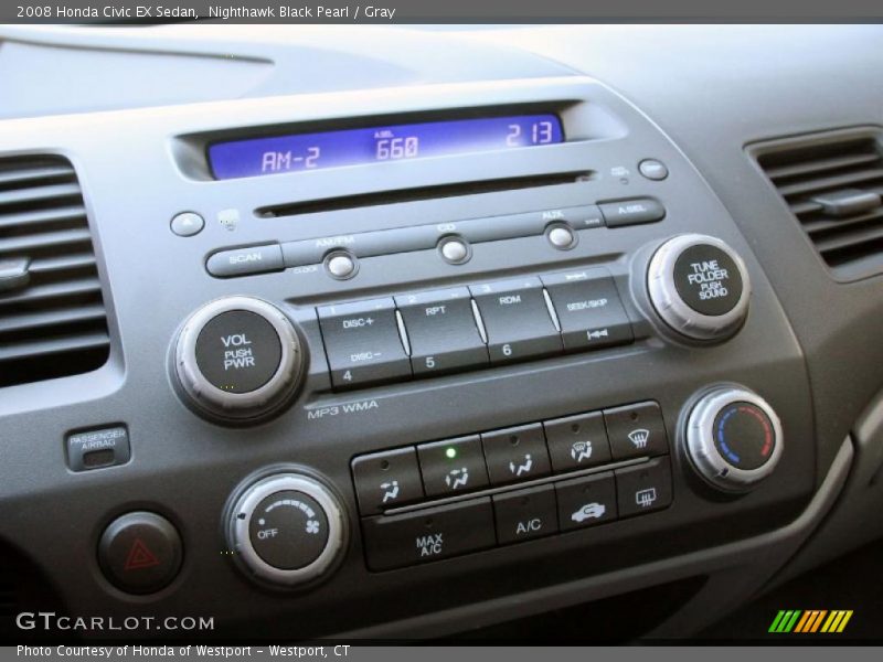 Nighthawk Black Pearl / Gray 2008 Honda Civic EX Sedan