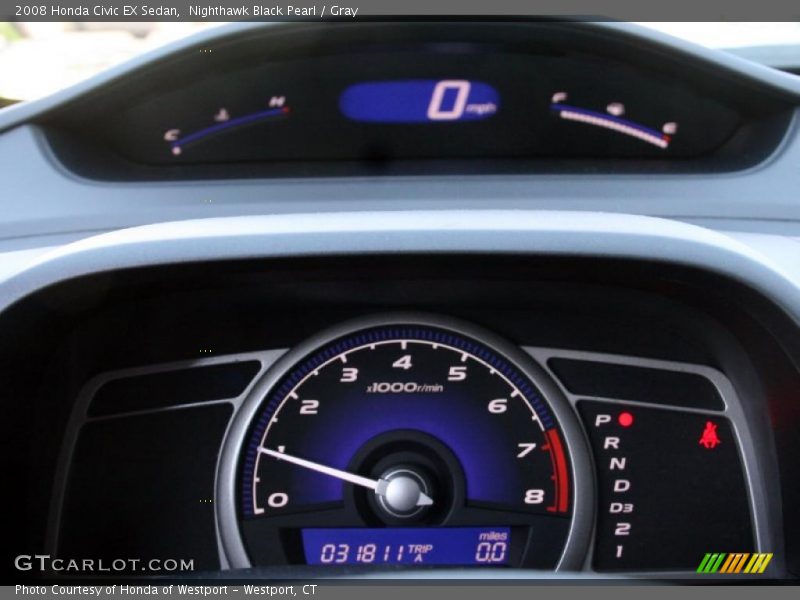Nighthawk Black Pearl / Gray 2008 Honda Civic EX Sedan