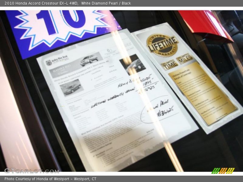 White Diamond Pearl / Black 2010 Honda Accord Crosstour EX-L 4WD